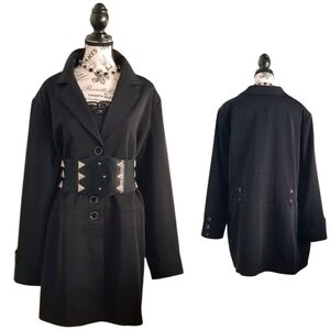 Y2K Basic Minimalist Black Long Blazer Size 20